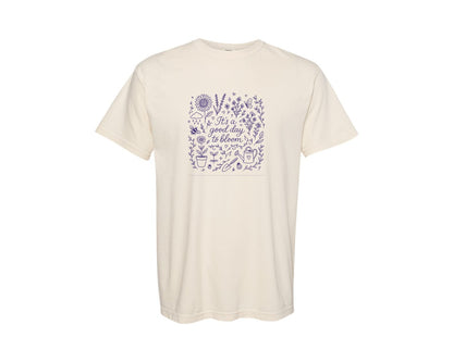 brand:Comfort Colors|color:Ivory|Floral Positivity Gardener Plant Preppy Graphic T-Shirt
