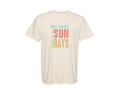 brand:Comfort Colors|color:Ivory|Boat Waves Sun Ray Lake Days Summer Graphic T-Shirt