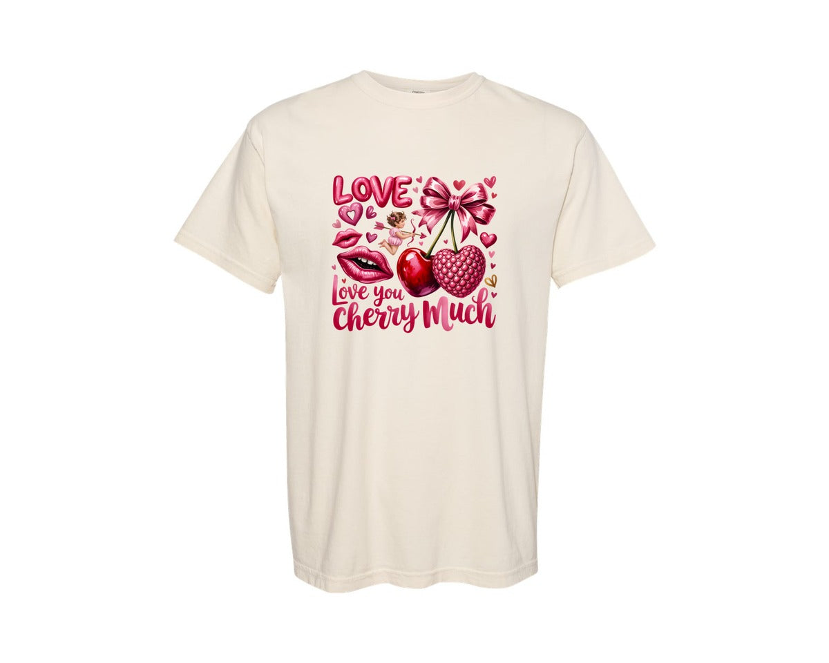 brand:Comfort Colors|color:Ivory|Love You Cherry Much Valentines Graphic T-Shirt