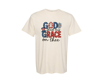 brand:Comfort Colors|color:Ivory|4Th Of July America Hand Drawn God Graphic T-Shirt