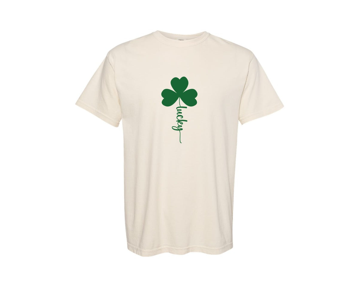 brand:Comfort Colors|color:Ivory|Lucky Pngst Patricks Day Lucky Graphic T-Shirt