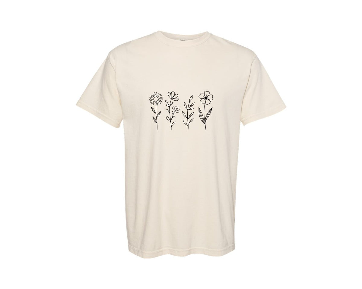 brand:Comfort Colors|color:Ivory|Wildflowers Cut Bloom Minimalist Graphic T-Shirt
