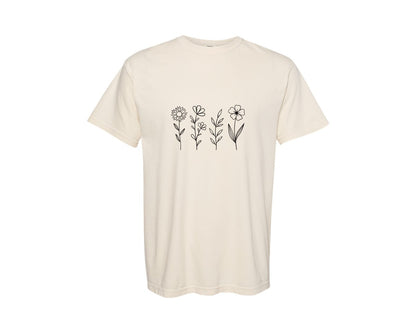 brand:Comfort Colors|color:Ivory|Wildflowers Cut Bloom Minimalist Graphic T-Shirt