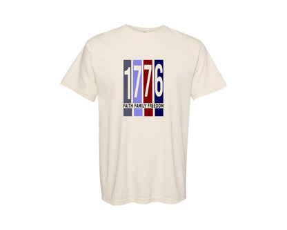 brand:Comfort Colors|color:Ivory|Faith Family Freedom 1776 2 Graphic T-Shirt