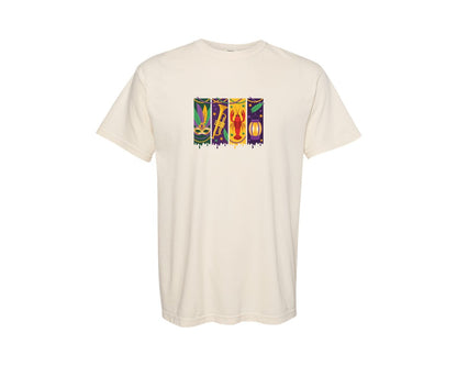 brand:Comfort Colors|color:Ivory|Mardi Gras Trumpet Crawfish Lantern Graphic T-Shirt