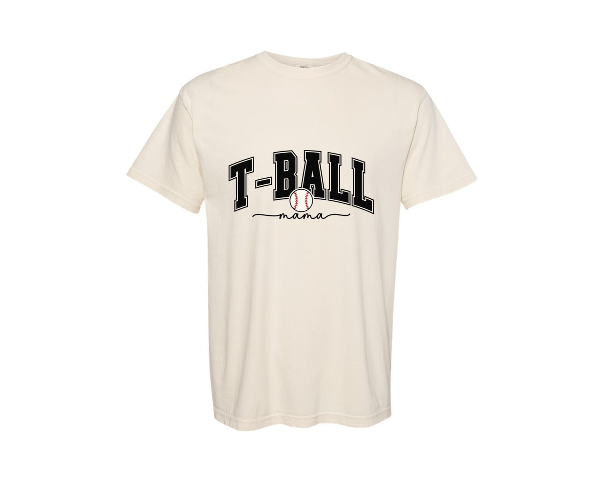 brand:Comfort Colors|color:Ivory|T Ball Mama Baseball Mom Design Graphic T-Shirt