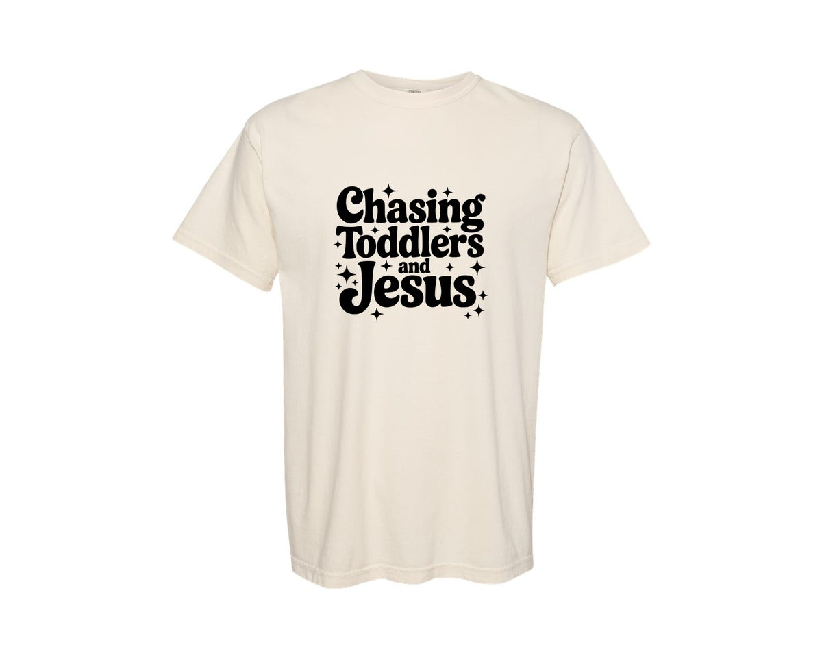 brand:Comfort Colors|color:Ivory|Christian Mom Chasing Jesus Graphic T-Shirt