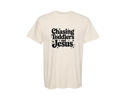 brand:Comfort Colors|color:Ivory|Christian Mom Chasing Jesus Graphic T-Shirt
