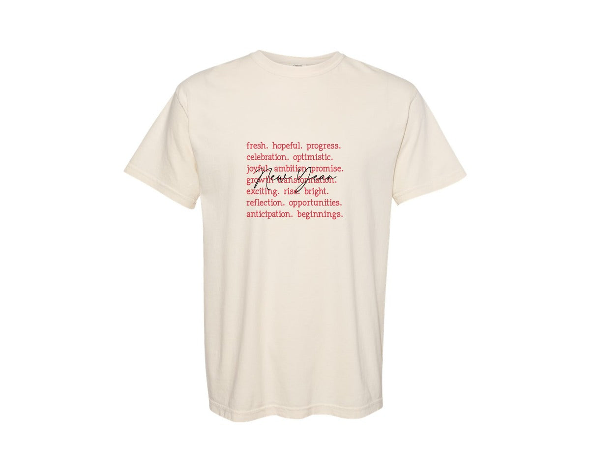 brand:Comfort Colors|color:Ivory|New Year Words New Years 2025 Graphic T-Shirt