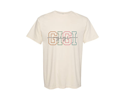 brand:Comfort Colors|color:Ivory|Gigi Gigi Grandma Varsity Design Graphic T-Shirt
