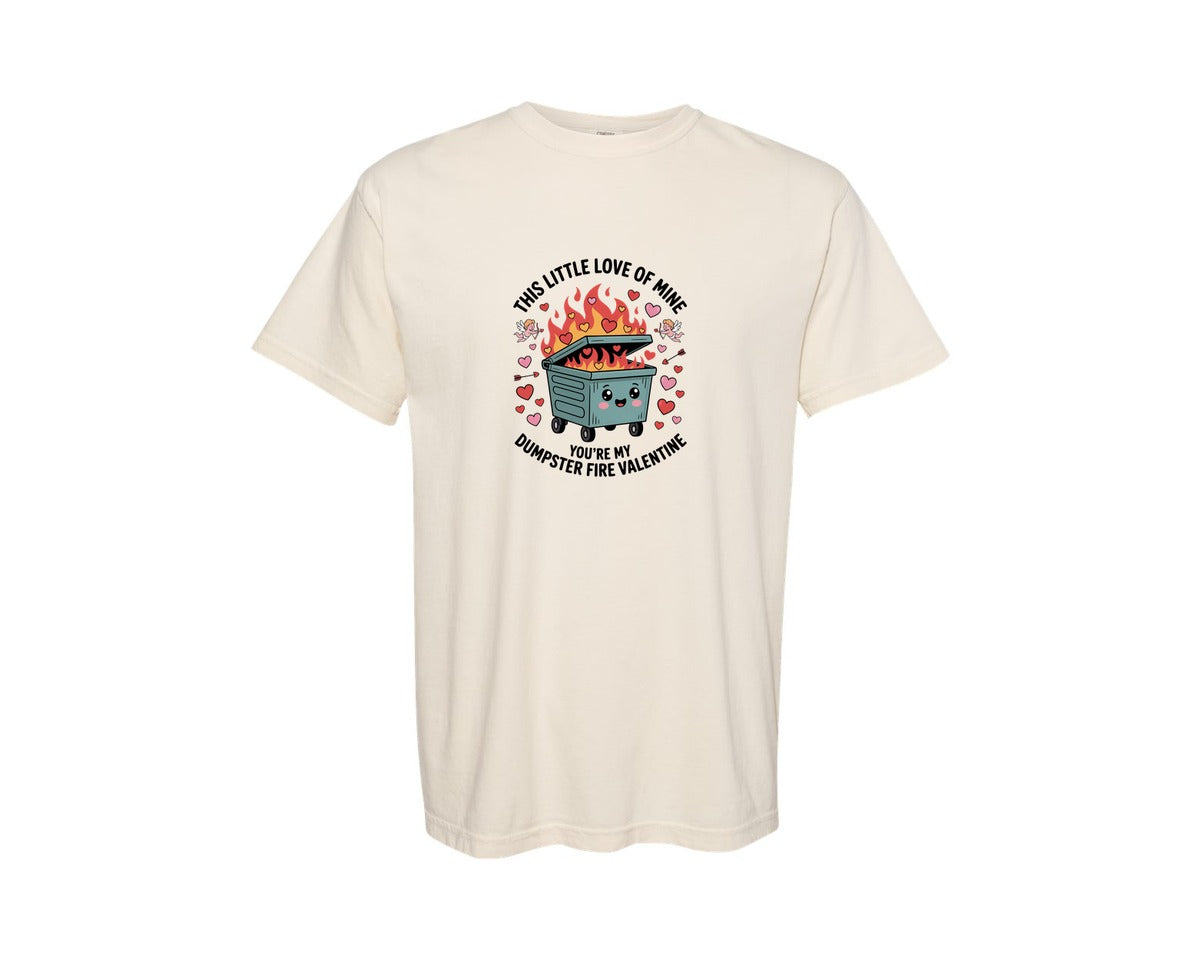 brand:Comfort Colors|color:Ivory|This Little Love Dumpster Fire Valentine Graphic T-Shirt