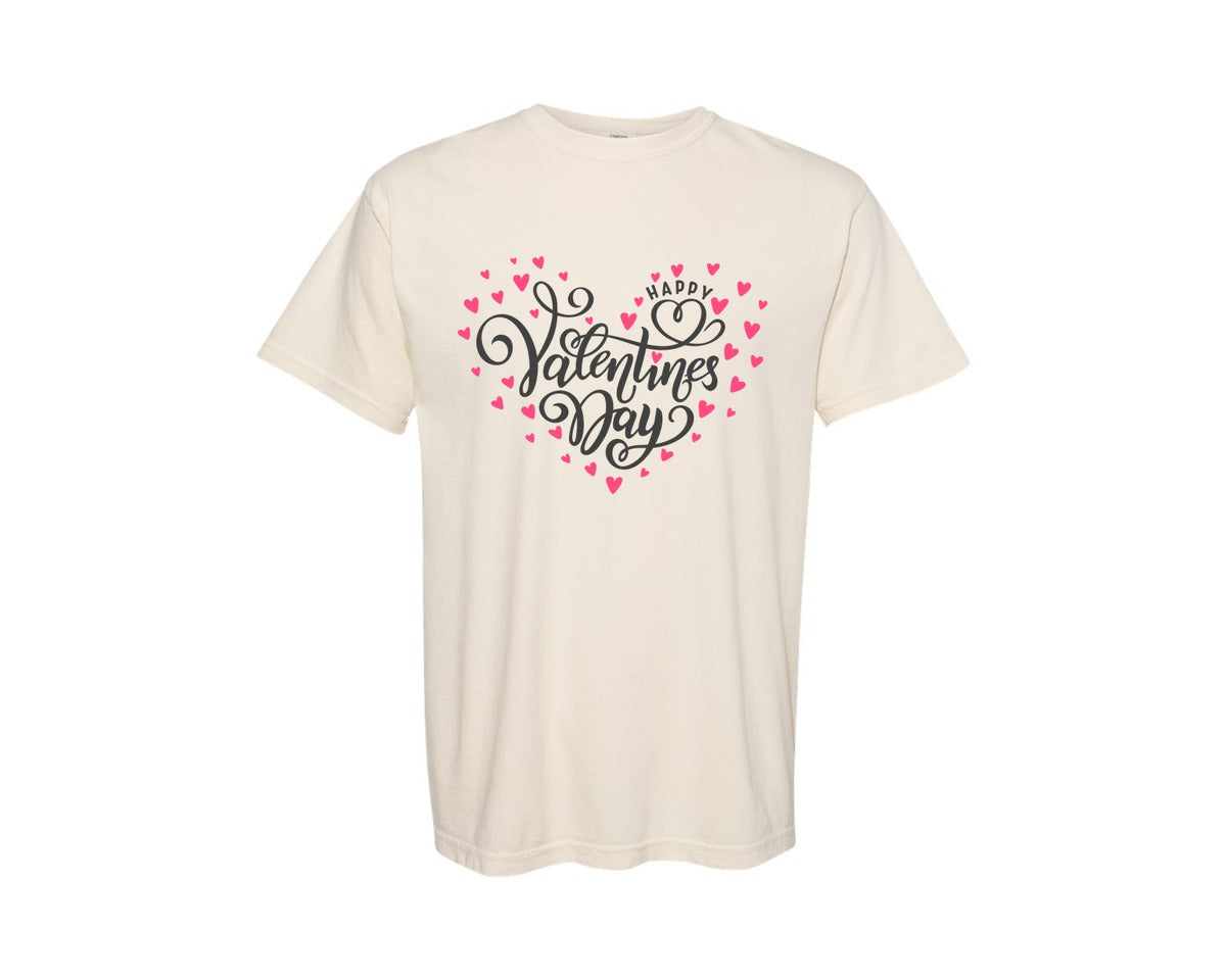brand:Comfort Colors|color:Ivory|T Shirt Print Valentines Day Heart Graphic T-Shirt