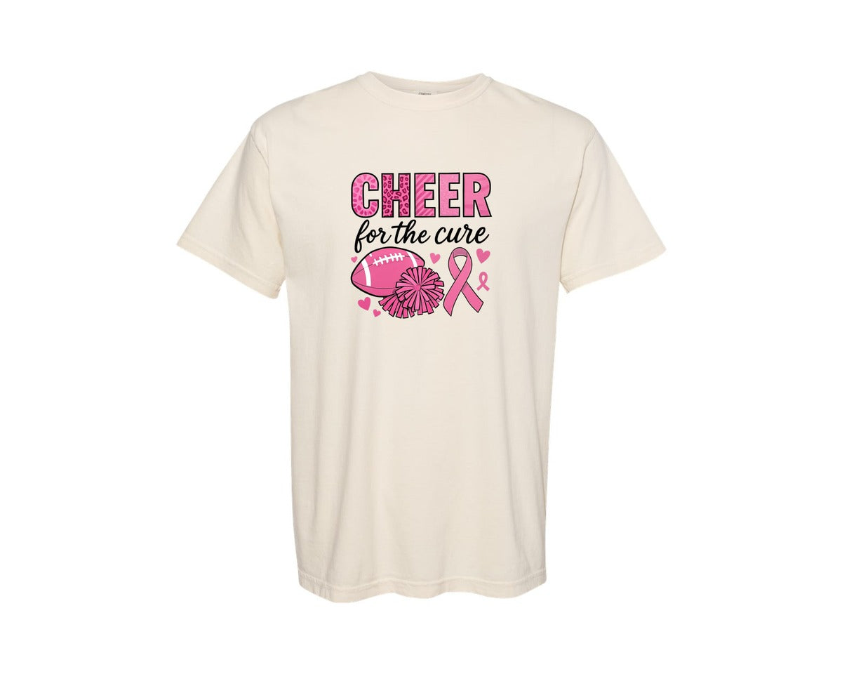 brand:Comfort Colors|color:Ivory|Breast Cancer Awareness Cheerleader Graphic T-Shirt