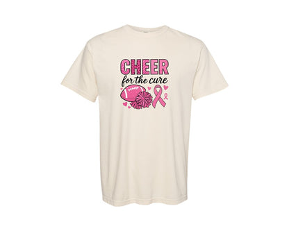 brand:Comfort Colors|color:Ivory|Breast Cancer Awareness Cheerleader Graphic T-Shirt