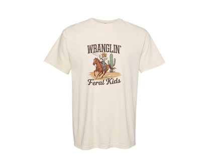 brand:Comfort Colors|color:Ivory|Wranglin Feral Kids Western Mothers Day 3 Graphic T-Shirt