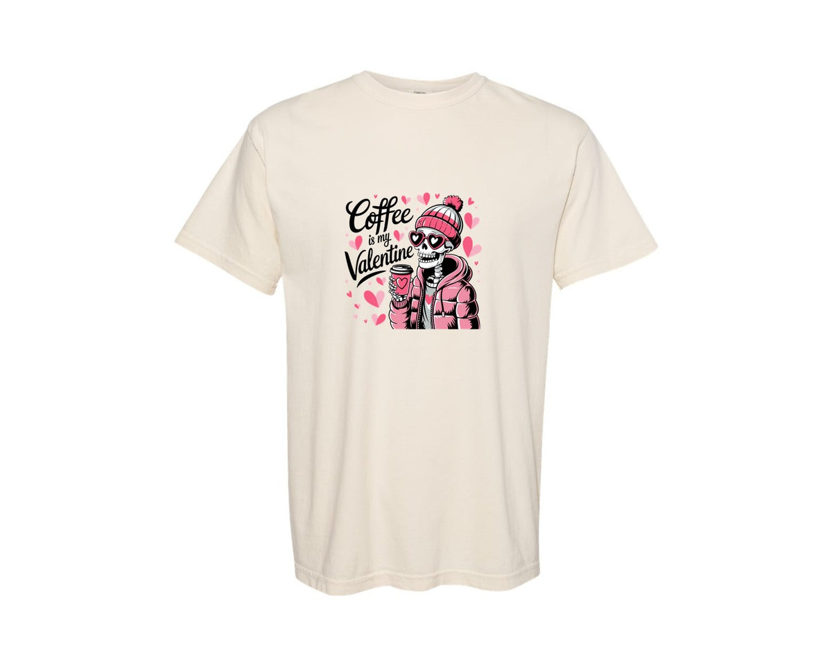 brand:Comfort Colors|color:Ivory|Coffee Is My Valentine 22 Graphic T-Shirt