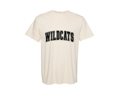 brand:Comfort Colors|color:Ivory|Distressed Wildcats Retro Varsity Graphic T-Shirt