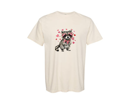 brand:Comfort Colors|color:Ivory|Valentines Day Raccoon 3 Graphic T-Shirt