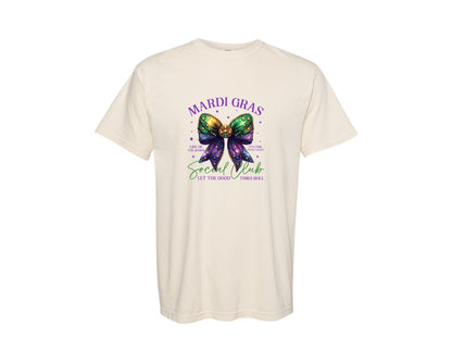 brand:Comfort Colors|color:Ivory|Coquette Mardi Gras Bow Pngcrawfish Graphic T-Shirt