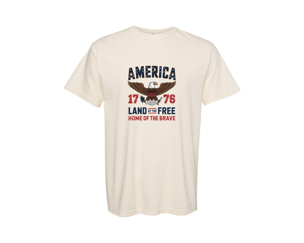 brand:Comfort Colors|color:Ivory|4Th Of July Vintage American Eagle Graphic T-Shirt