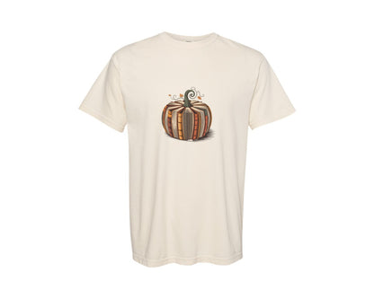 brand:Comfort Colors|color:Ivory|Fall Book Pumpkin Halloween Teacher 4 Graphic T-Shirt