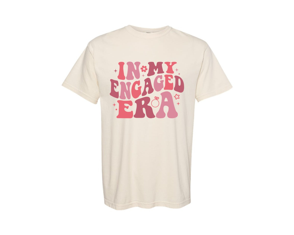 brand:Comfort Colors|color:Ivory|In My Engaged Era Trendy Bride Graphic T-Shirt