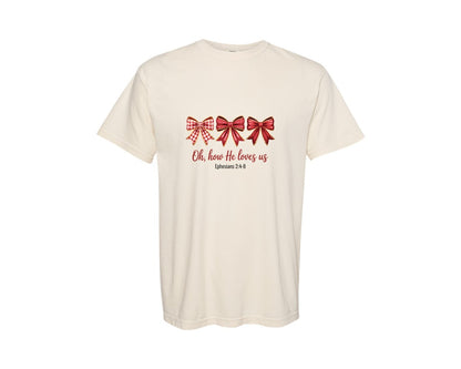 brand:Comfort Colors|color:Ivory|Oh How He Loves Us Jesus Valentine Graphic T-Shirt