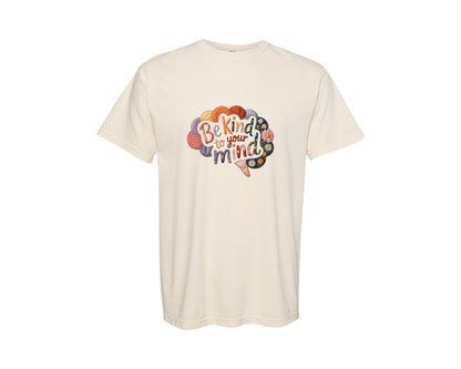 brand:Comfort Colors|color:Ivory|Be Kind Faux Yarn Mental Health 5 Graphic T-Shirt