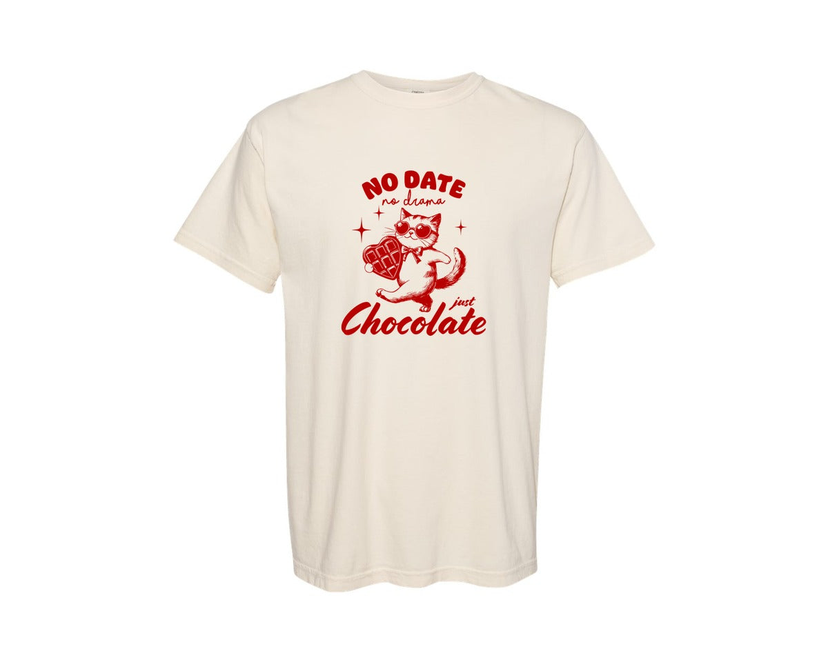 brand:Comfort Colors|color:Ivory|Funny Valentines Day Single Cat Graphic T-Shirt