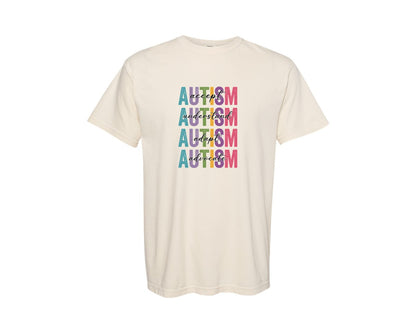 brand:Comfort Colors|color:Ivory|Retro Autism Awareness Accept Shirt Graphic T-Shirt