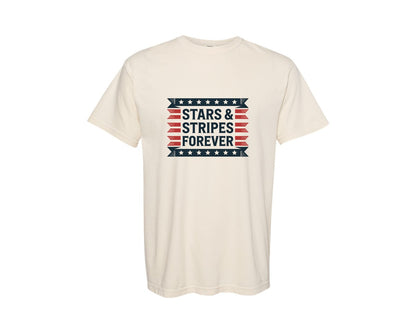 brand:Comfort Colors|color:Ivory|Stars Stripes Forever Patriotic Graphic T-Shirt