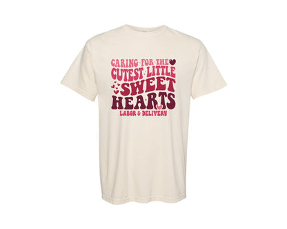 brand:Comfort Colors|color:Ivory|Labor Delivery Nurse Valentine Graphic T-Shirt