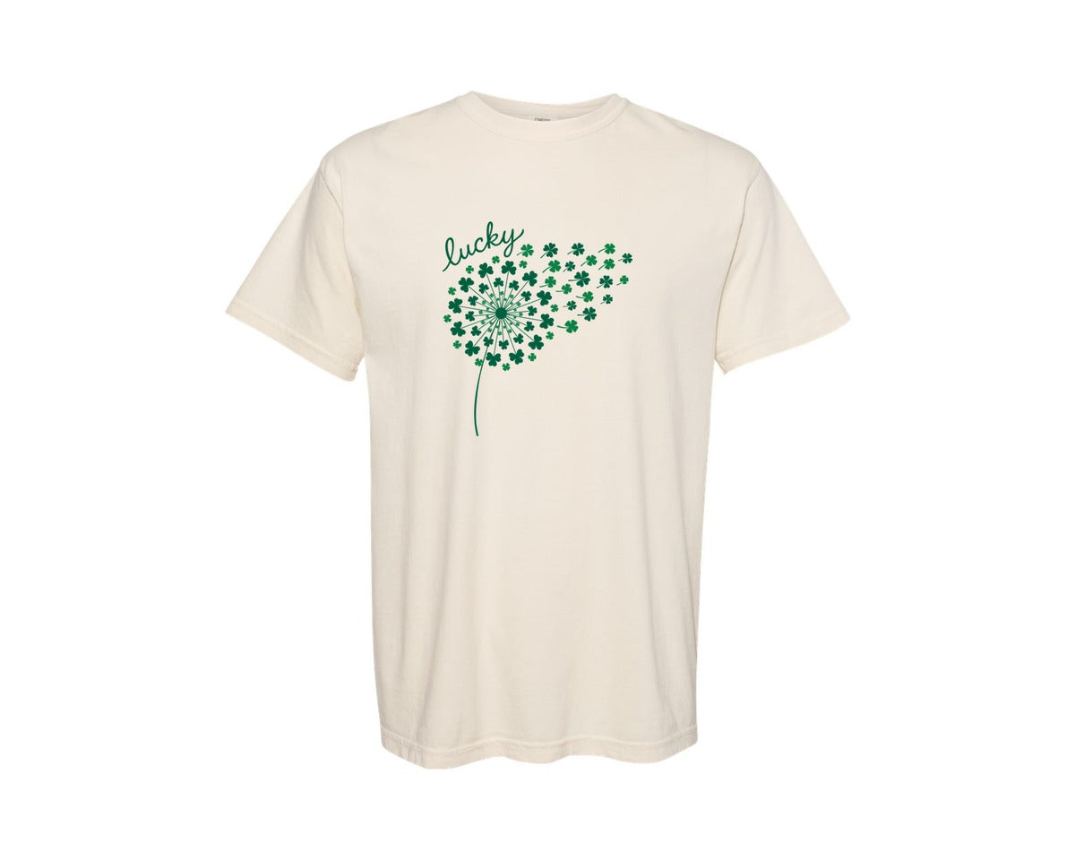 brand:Comfort Colors|color:Ivory|St Patricks Day Dandelion Irish Graphic T-Shirt