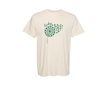 brand:Comfort Colors|color:Ivory|St Patricks Day Dandelion Irish Graphic T-Shirt