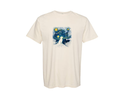 brand:Comfort Colors|color:Ivory|Van Gogh Dog Dog Silhouette T Shirt Graphic T-Shirt