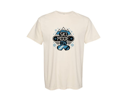brand:Comfort Colors|color:Ivory|Ski Mode On Winter Adventure Graphic T-Shirt