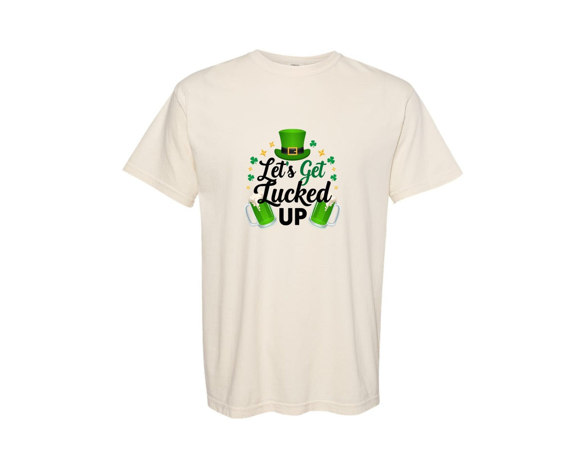 brand:Comfort Colors|color:Ivory|Lets Get Lucked St Patricks Day Graphic T-Shirt
