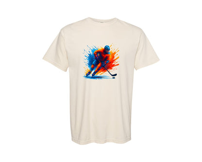 brand:Comfort Colors|color:Ivory|Colorful Ice Hockey T Shirt Design Graphic T-Shirt