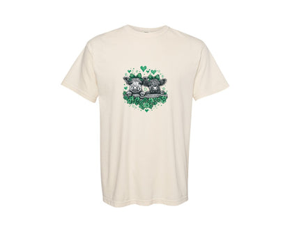brand:Comfort Colors|color:Ivory|Funny Highland Cow St Patricks Day 2 Graphic T-Shirt