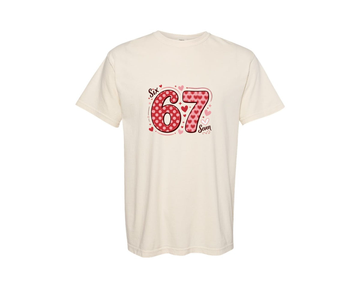 brand:Comfort Colors|color:Ivory|Six Seven Number Valentines Day 4 Graphic T-Shirt