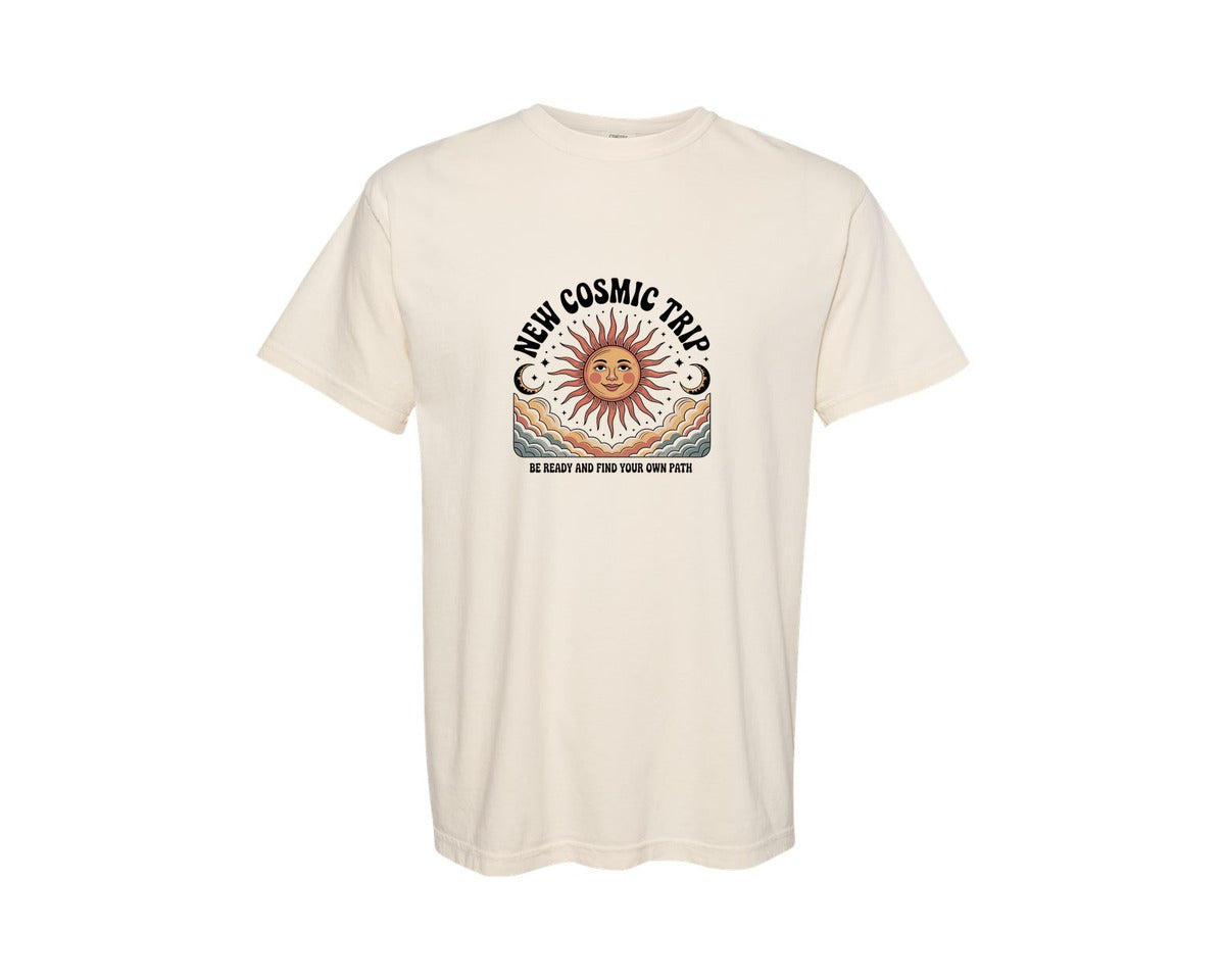 brand:Comfort Colors|color:Ivory|Vintage Celestial Journey T Shirt Design Graphic T-Shirt