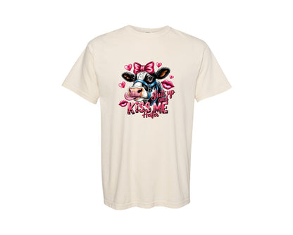 brand:Comfort Colors|color:Ivory|Shut Up And Kiss Me Heifer Graphic T-Shirt