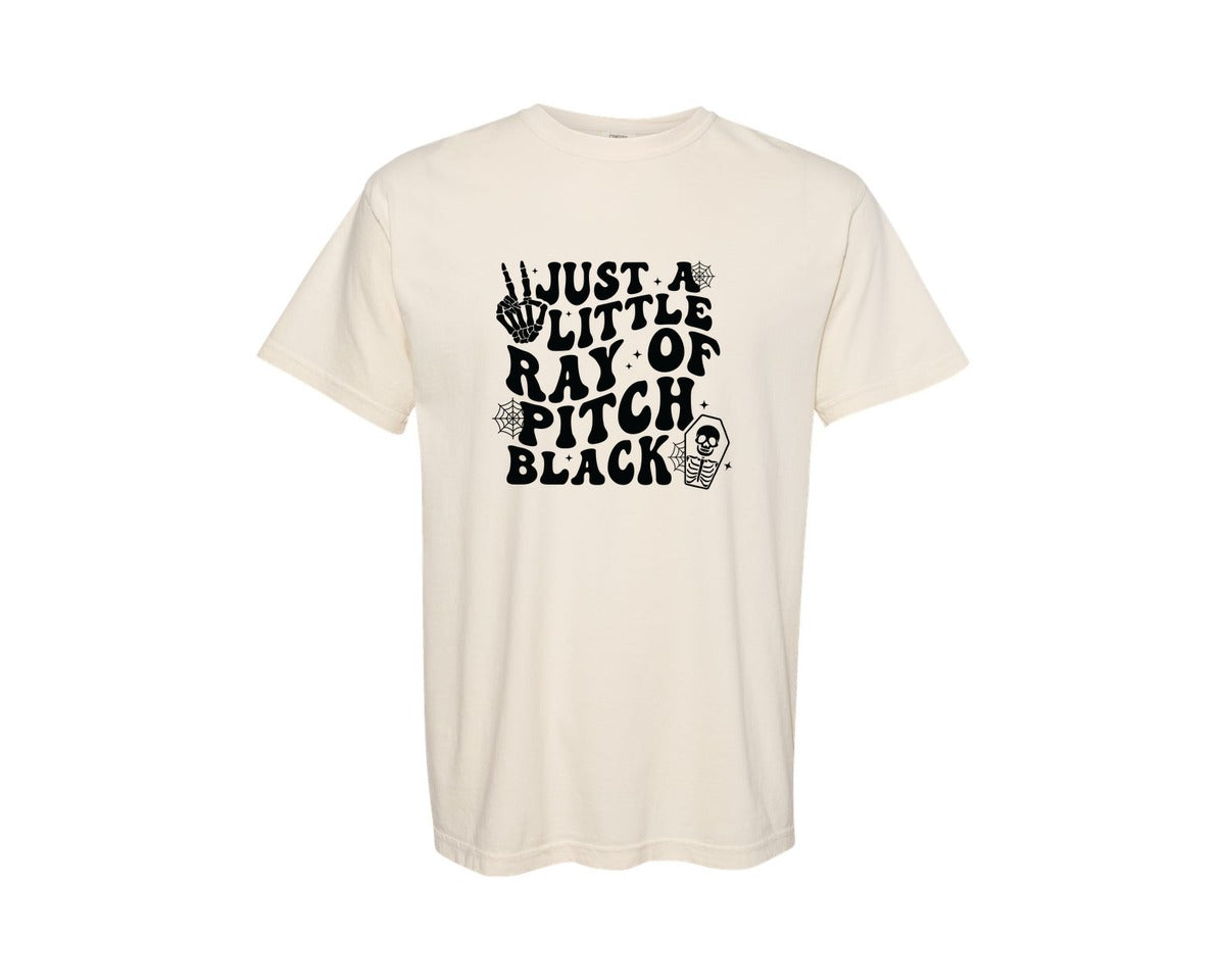 brand:Comfort Colors|color:Ivory|Just A Little Ray Of Pitch Black 28 Graphic T-Shirt