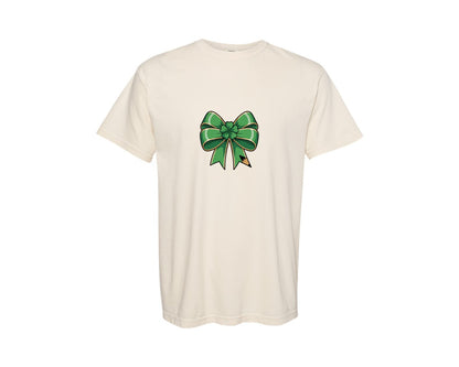 brand:Comfort Colors|color:Ivory|Teacher St Patricks Day Pencil Bow 5 Graphic T-Shirt