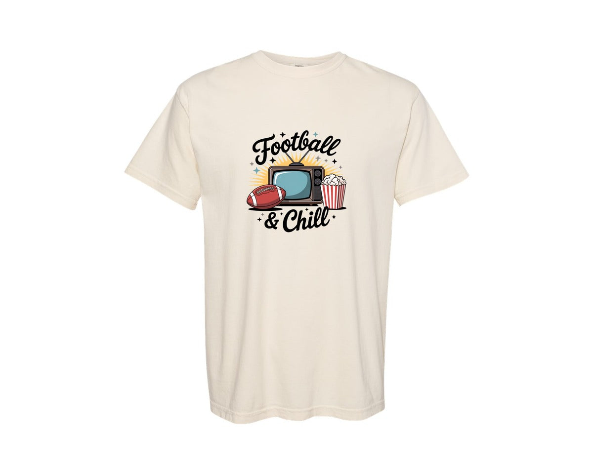 brand:Comfort Colors|color:Ivory|Football And Chill Game Night Digi Graphic T-Shirt