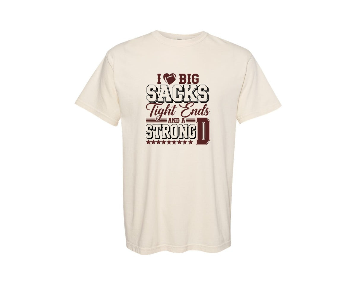 brand:Comfort Colors|color:Ivory|I Love Big Sacks Tight Ends Strong D 2 Graphic T-Shirt