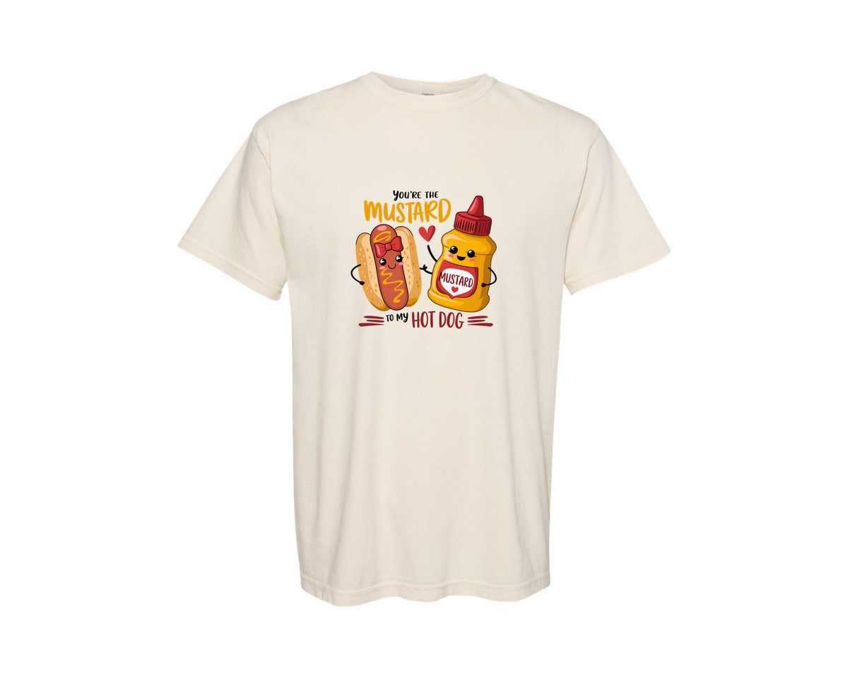 brand:Comfort Colors|color:Ivory|Mustard To My Hot Dog Valentine Graphic T-Shirt