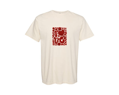 brand:Comfort Colors|color:Ivory|Faux Crochet Valentines Love Floral Graphic T-Shirt