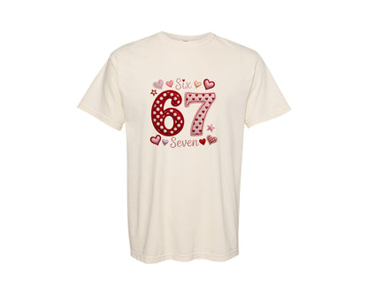 brand:Comfort Colors|color:Ivory|Six Seven Number Valentines Day 3 Graphic T-Shirt