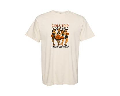 brand:Comfort Colors|color:Ivory|Girls Trip Halloween Salem Witch Retro Graphic T-Shirt